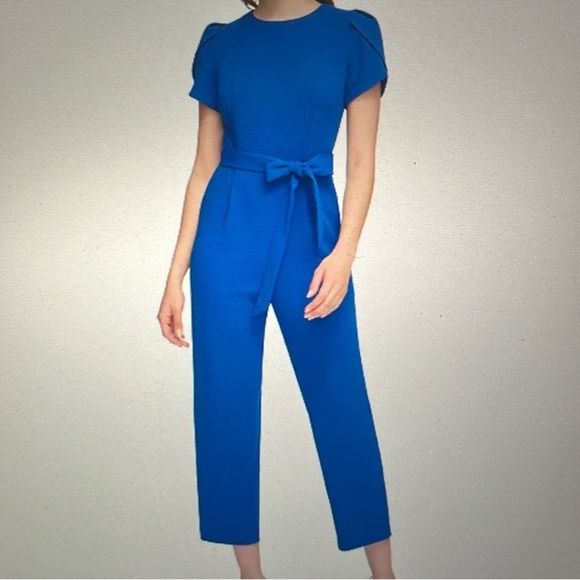 Calvin Klein Tulip Sleeve Jumpsuit with Gold Zipper - Picture 8 of 10